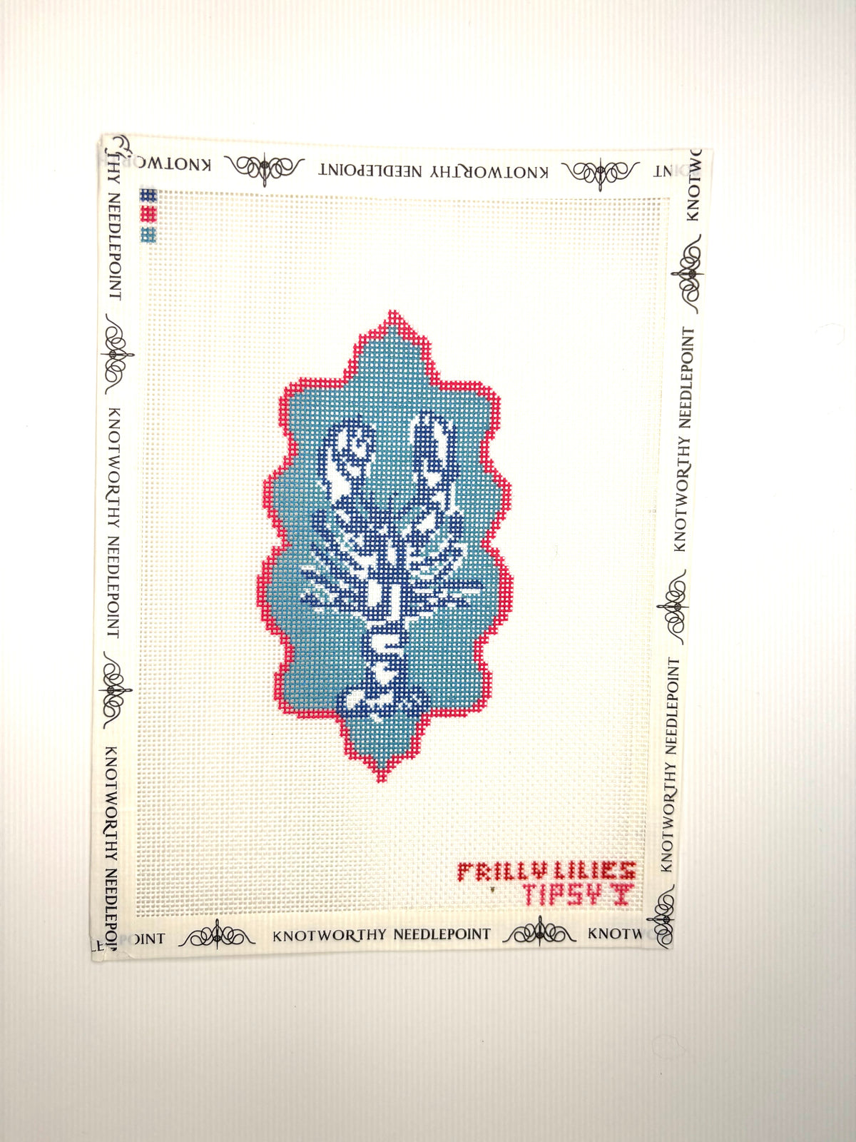 Blue Lobster Stitch-Printed Needlepoint Canvas – 18 Mesh | Frilly Lillies