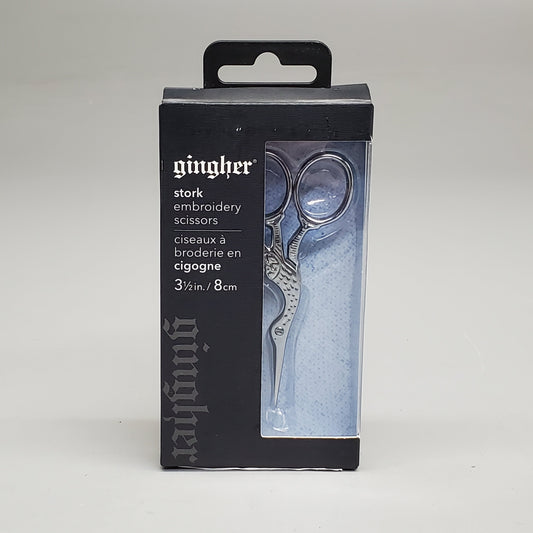 Gingher Stork Embroidery Scissors chrome needlework scissors detail