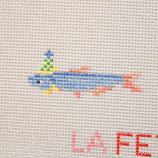 Party Animals Sardine Hand Painted Needlepoint Canvas detail view 2