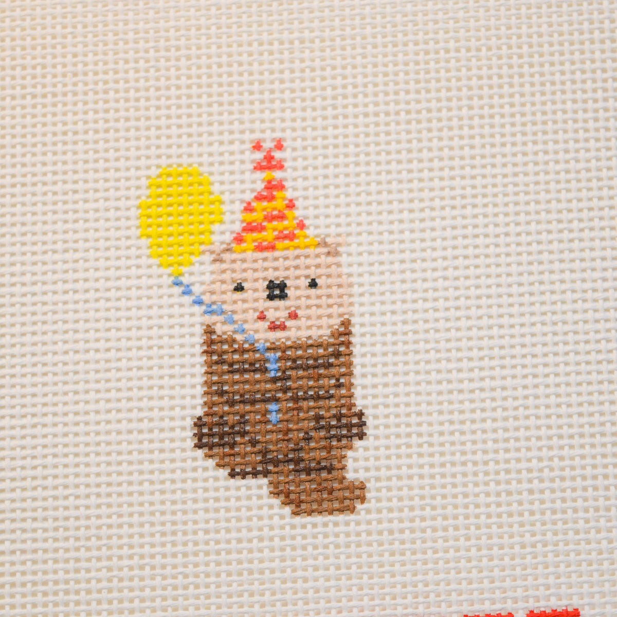 Party Animals Otter Hand Painted Needlepoint Canvas detail view 2