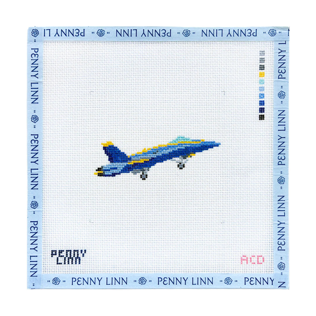 Blue Angels Jet Needlepoint Canvas by Penny Linn x ACD Designs (Pre-Order)