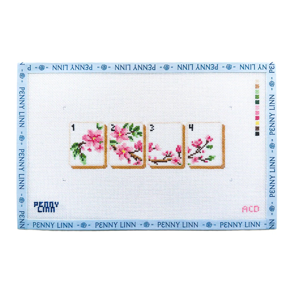 “Tile Set – Flowers” Mahjong Needlepoint Canvas by Penny Linn x ACD Designs (Pre-Order)