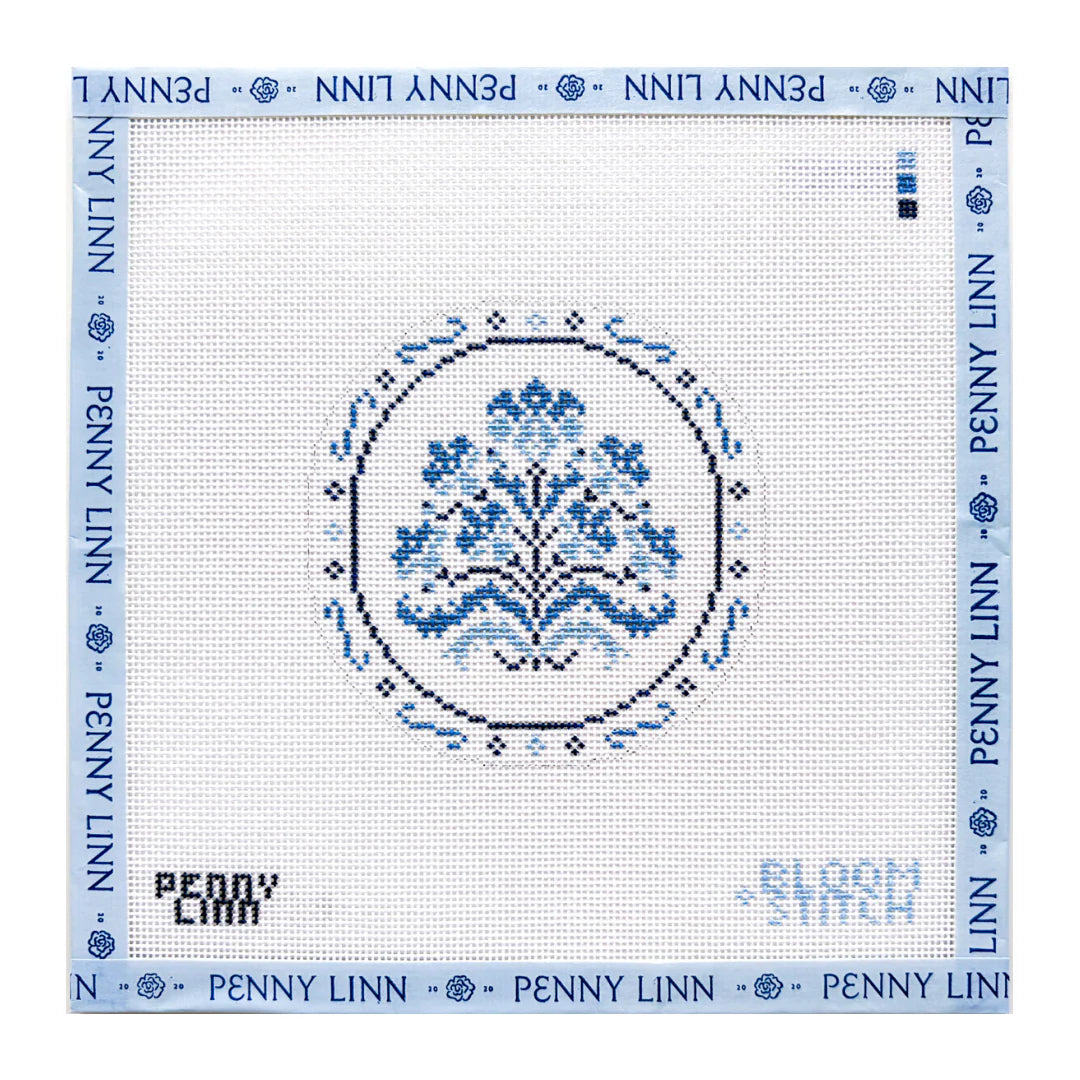 Blue China Plate 1 Needlepoint Canvas by Penny Linn x Bloom & Stitch (Pre-Order)