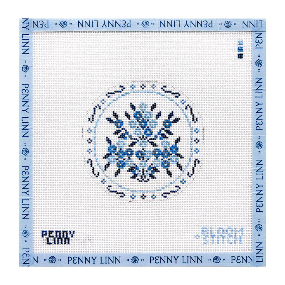 Blue China Plate 3 Needlepoint Canvas by Penny Linn x Bloom & Stitch (Pre-Order)