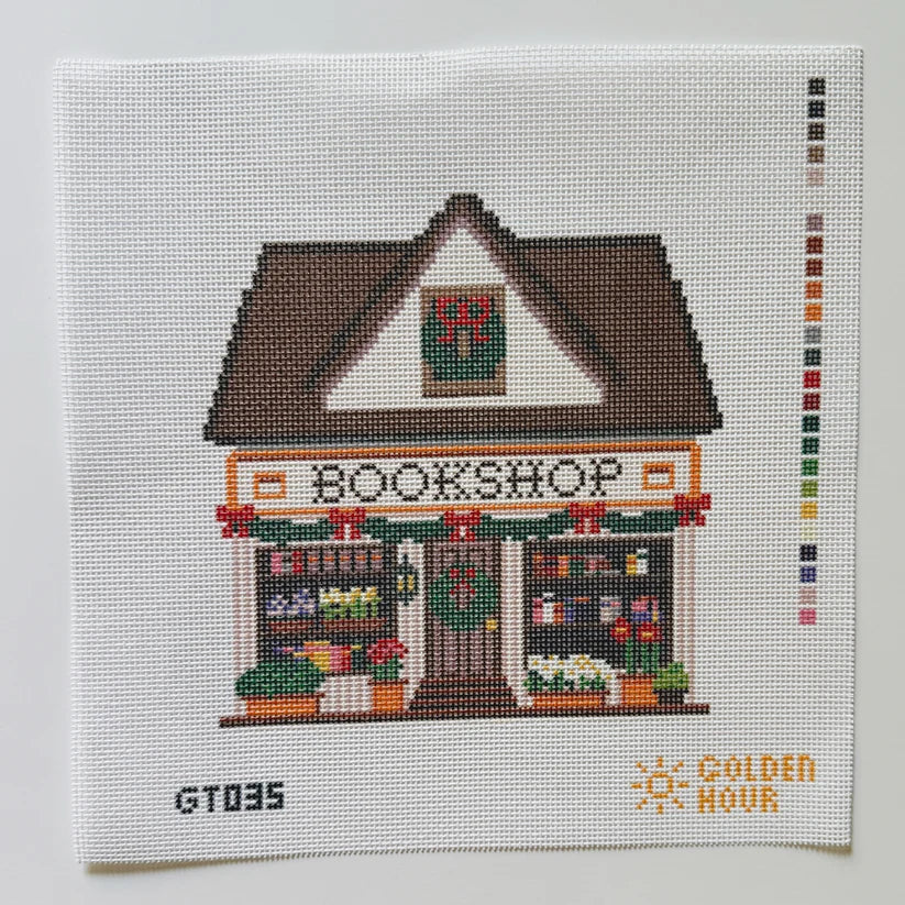 Bookshop Needlepoint Canvas by Golden Hour Needlepoint