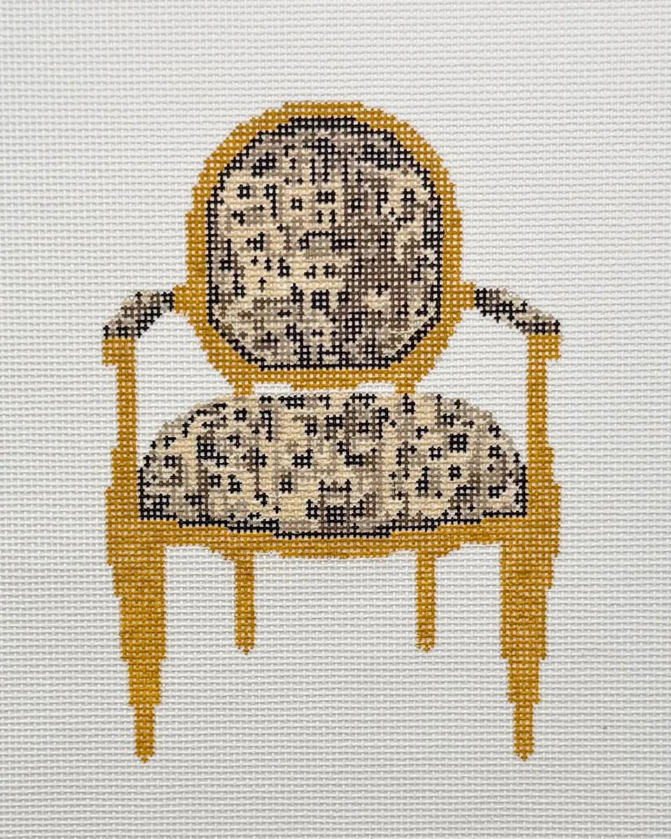 Leopard Chair Needlepoint Canvas – 18 Mesh | Independent Belle IBD51