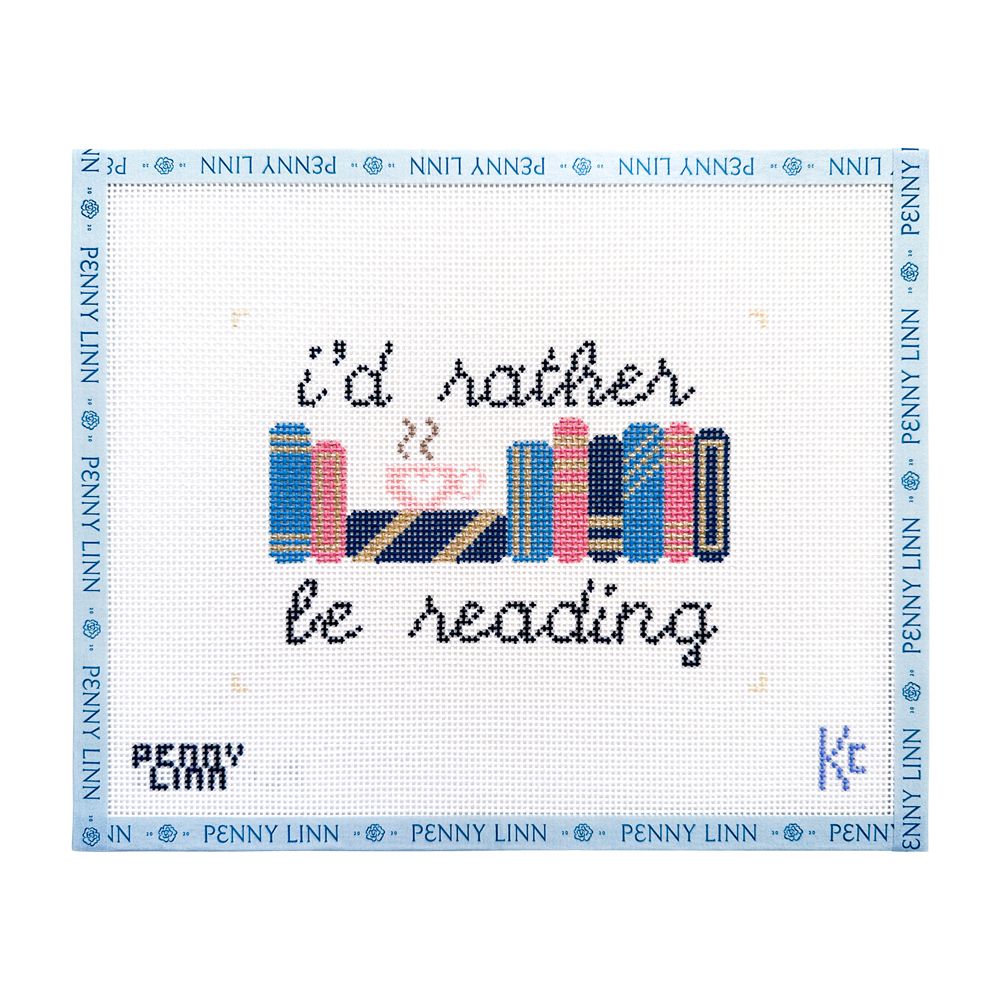 I’d Rather Be Reading Needlepoint Canvas by Penny Linn x Kyra Cotter Design (Pre-Order)