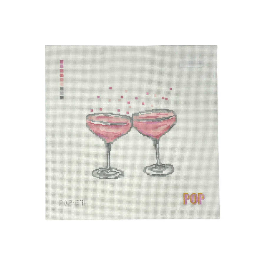 POP-271 Champagne Cheers Needlepoint Canvas by Pop Needle Arts (Pre-Order)
