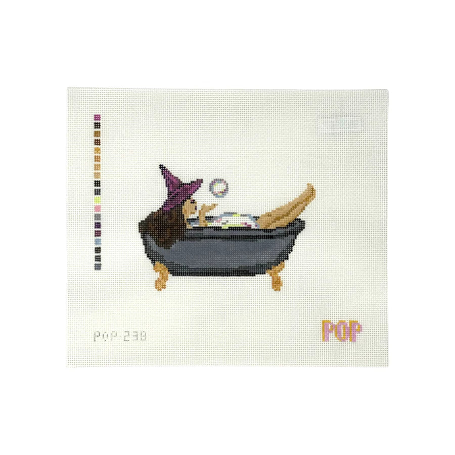 POP-238 Witch Bubble Bath Needlepoint Canvas by Pop Needle Arts (Pre-Order)