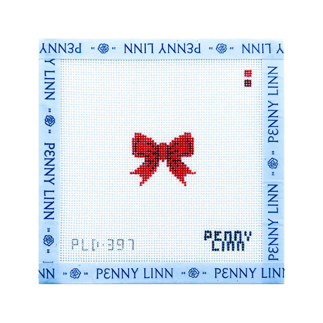 Tiny Beginner Bow – Red Needlepoint Canvas by Penny Linn(Pre-Order)
