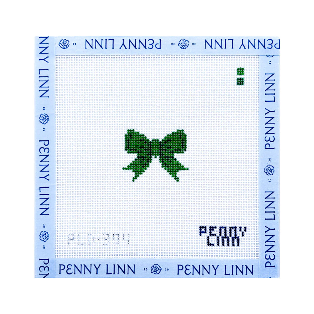 Tiny Beginner Bow – Green Needlepoint Canvas by Penny Linn (Pre-Order)
