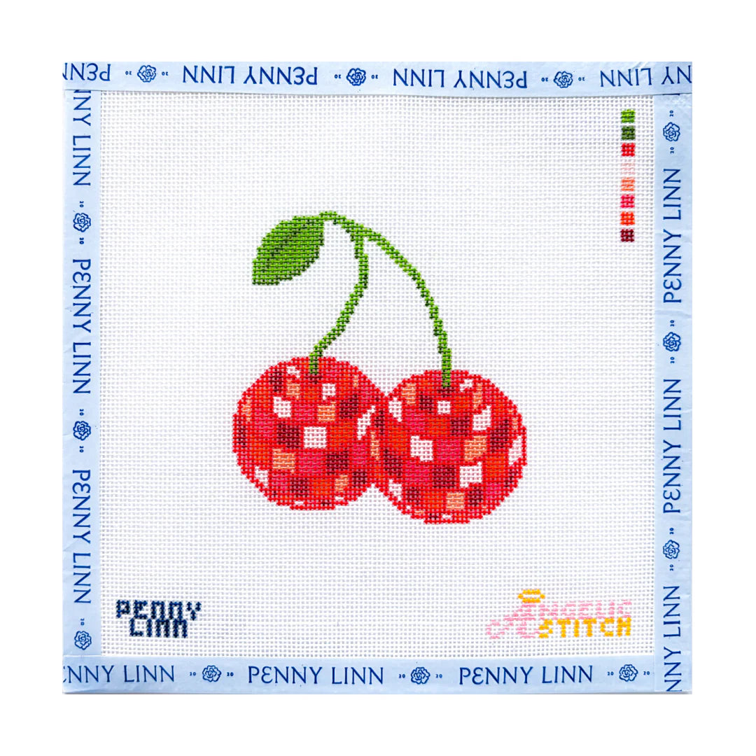 Disco Cherries Needlepoint Canvas by Penny Linn x The Angelic Stitch (Pre-Order)