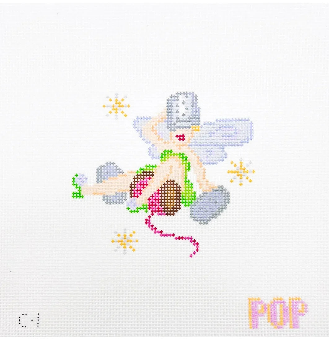 Tipsy Fairy hand-painted needlepoint canvas by POP Needle Arts
