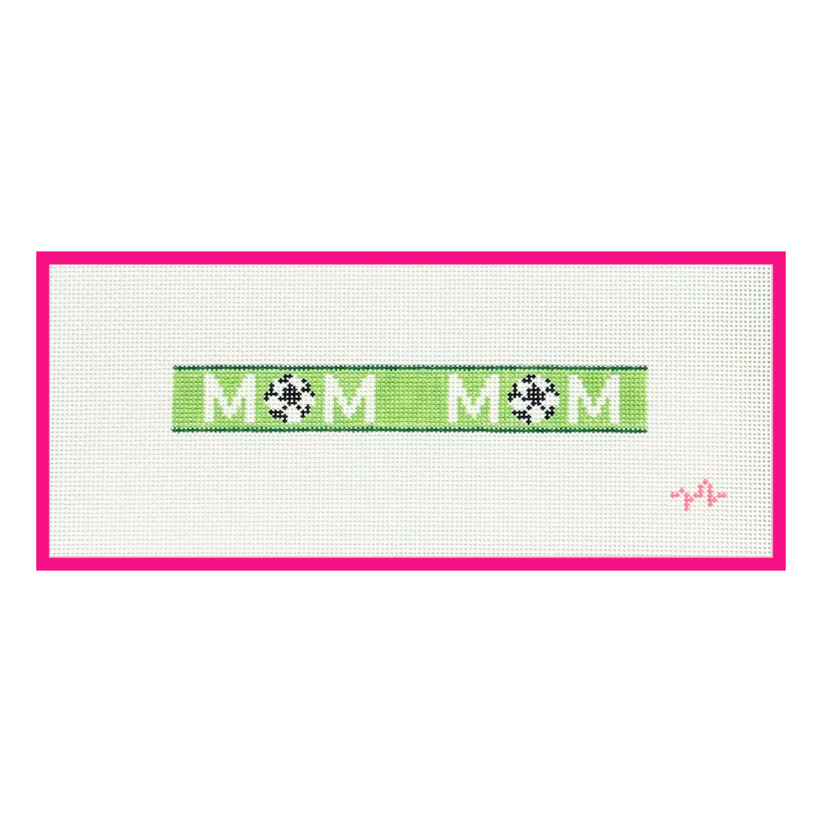 Soccer Mom hand-painted keyfob needlepoint canvas by Code Thread on 13 mesh