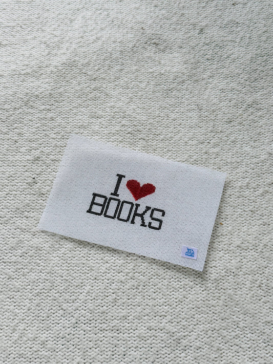 I Heart Books 18 mesh needlepoint canvas detail