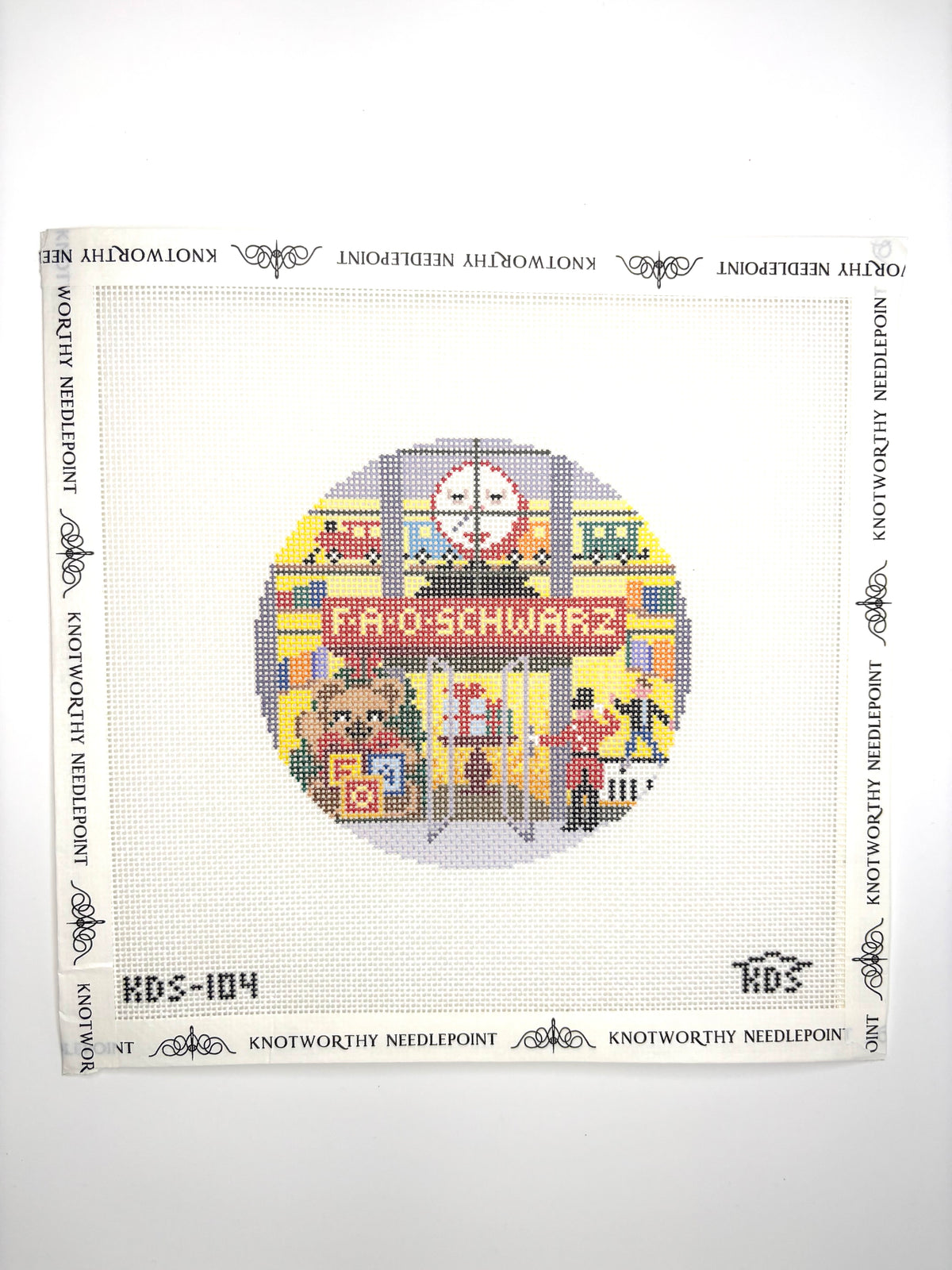 FAO Schwarz Round Needlepoint Canvas KDS-104 by Kirkland Design Studio on 18 mesh