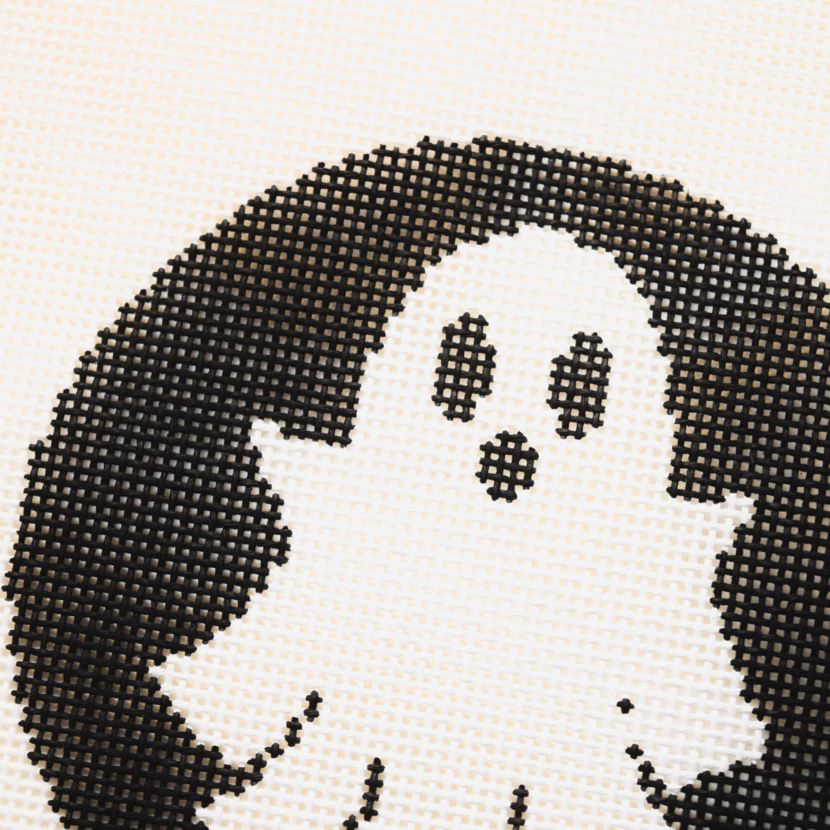 La Fete Ghost Halloween Round hand-painted needlepoint canvas detail