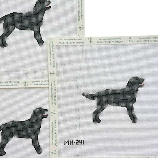 Magnolia Needlepoint MN-241 Black Labrador Retriever hand-painted 18 mesh needlepoint canvas detail
