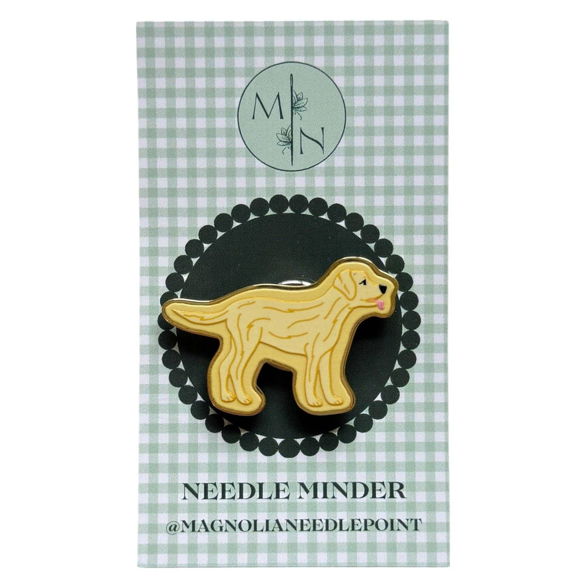 Magnolia Needlepoint MN-NM-57 Yellow Labrador Retriever magnetic needle minder with strong magnet
