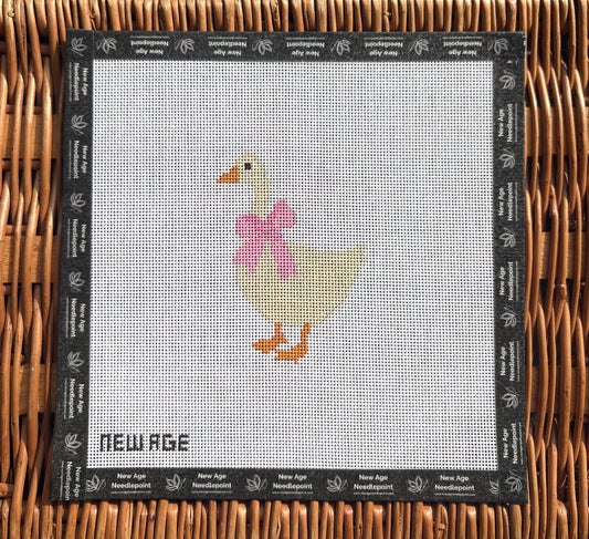 New Age Needlepoint Pink Baby Goose hand-painted 18 mesh needlepoint canvas detail