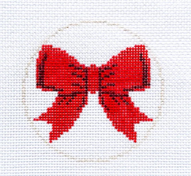 Penny Linn PLD-246 Beginner Bow Red hand-painted 13 mesh needlepoint canvas