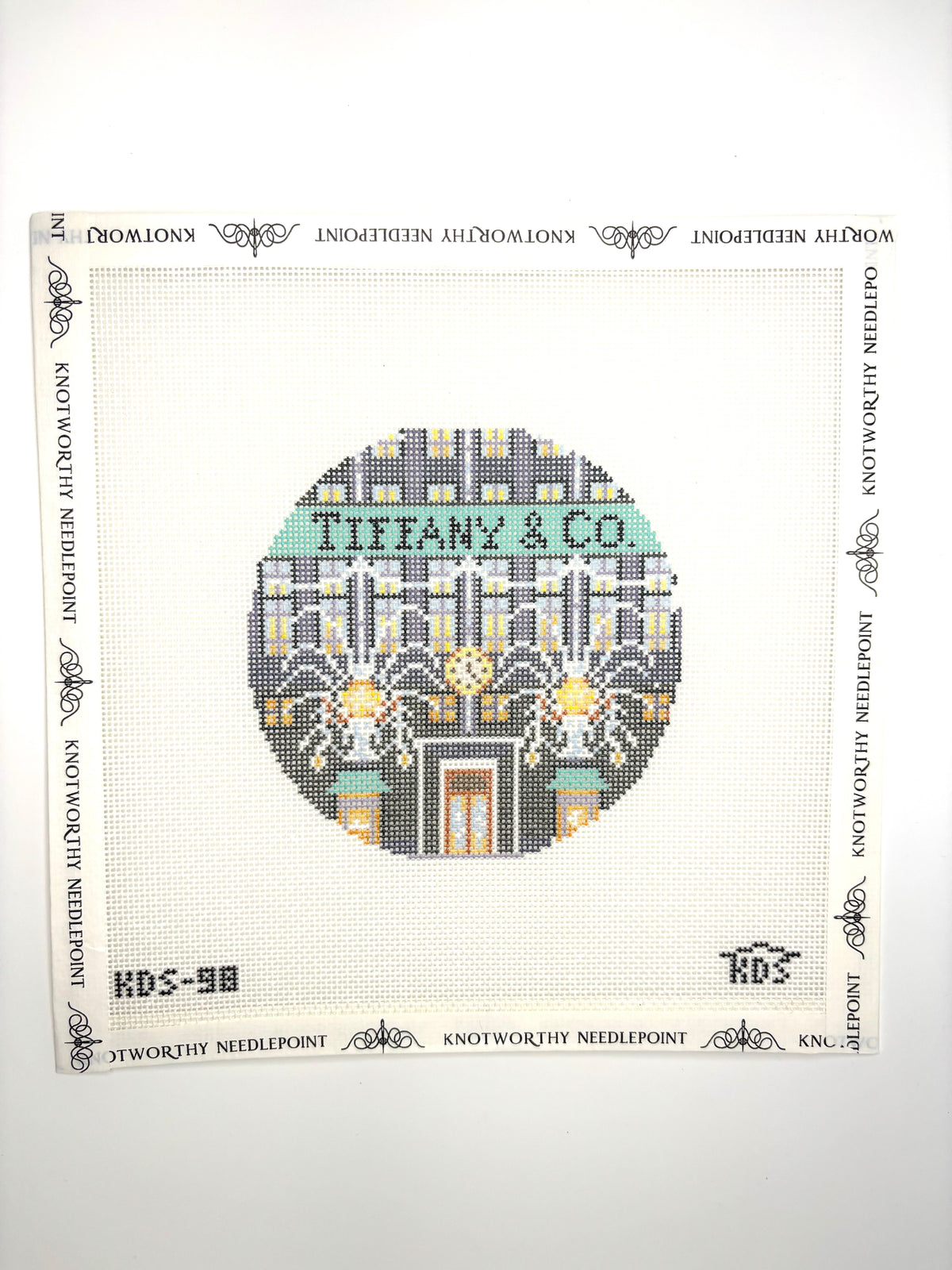 Tiffany & Co Round Needlepoint Canvas KDS-98 by Kirkland Design Studio on 18 mesh