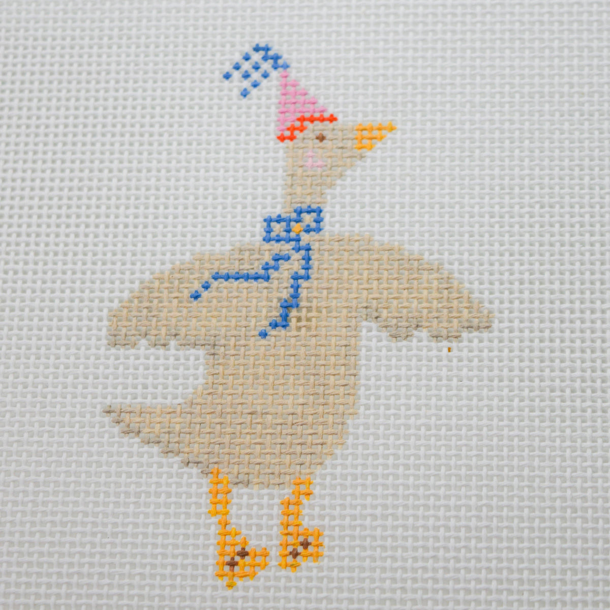 La Fete Needlepoint Party Animals Goose 13 mesh canvas detail