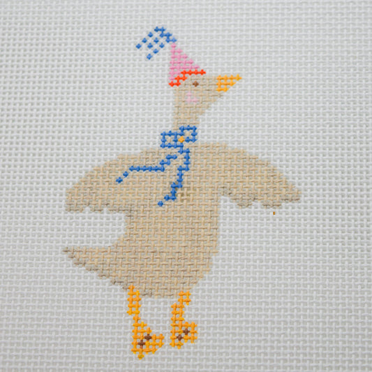 La Fete Needlepoint Party Animals Goose 13 mesh canvas detail