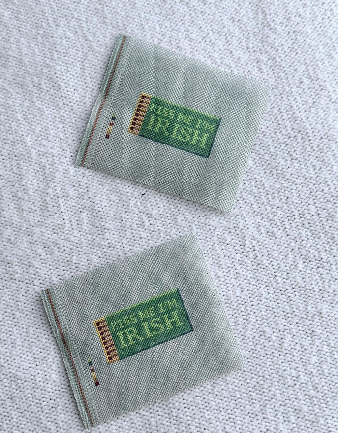 Let's Stitch Studio Kiss Me I'm Irish Matchbox hand-painted 18 mesh needlepoint canvas