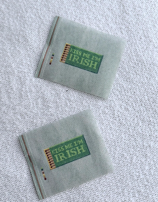Let's Stitch Studio Kiss Me I'm Irish Matchbox hand-painted 18 mesh needlepoint canvas