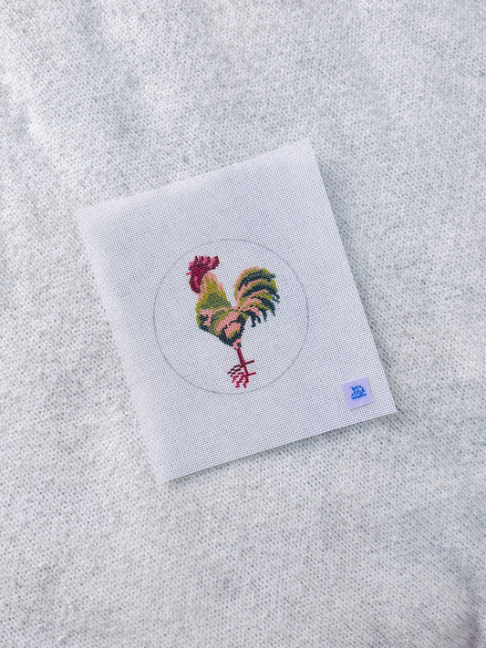 Mr. Camo Cock-A-Doodle-Do 18 Mesh Needlepoint Canvas detail view 2