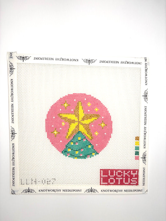 Christmas Tree Starlight Needlepoint Canvas by Lucky Lotus Needlepoint (LLN027) | 13 Mesh