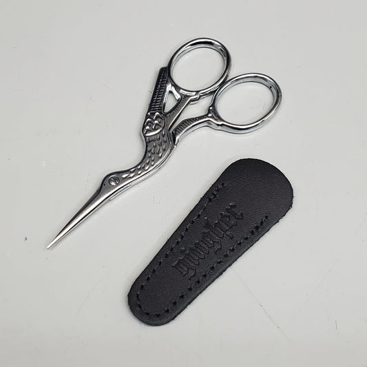 Gingher 3.5 inch Stork Embroidery Scissors in chrome