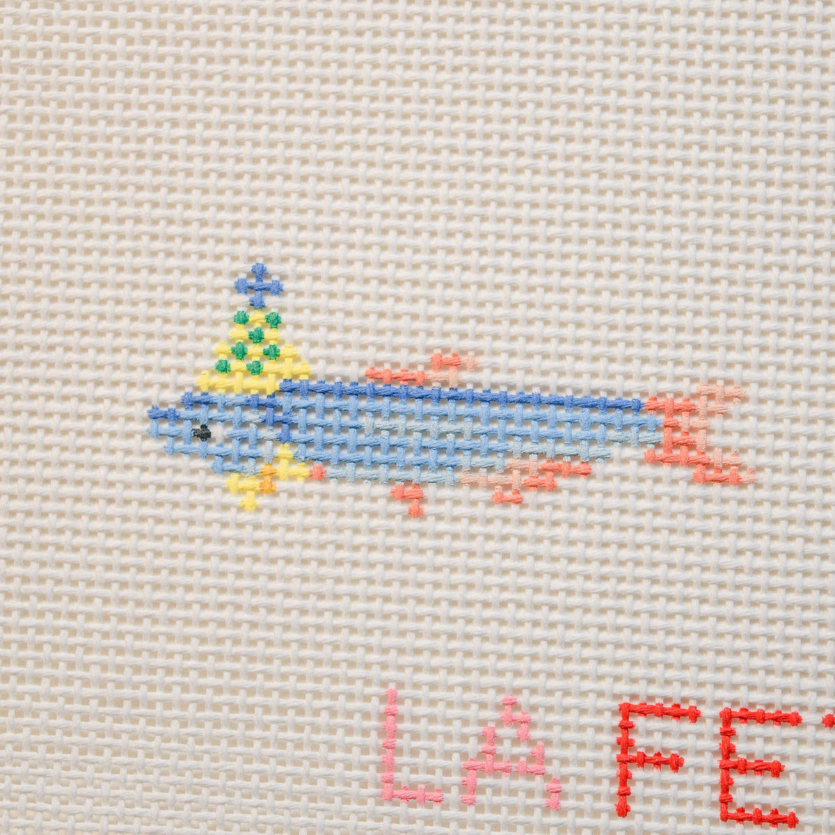Party Animals Sardine Hand Painted Needlepoint Canvas detail view 2