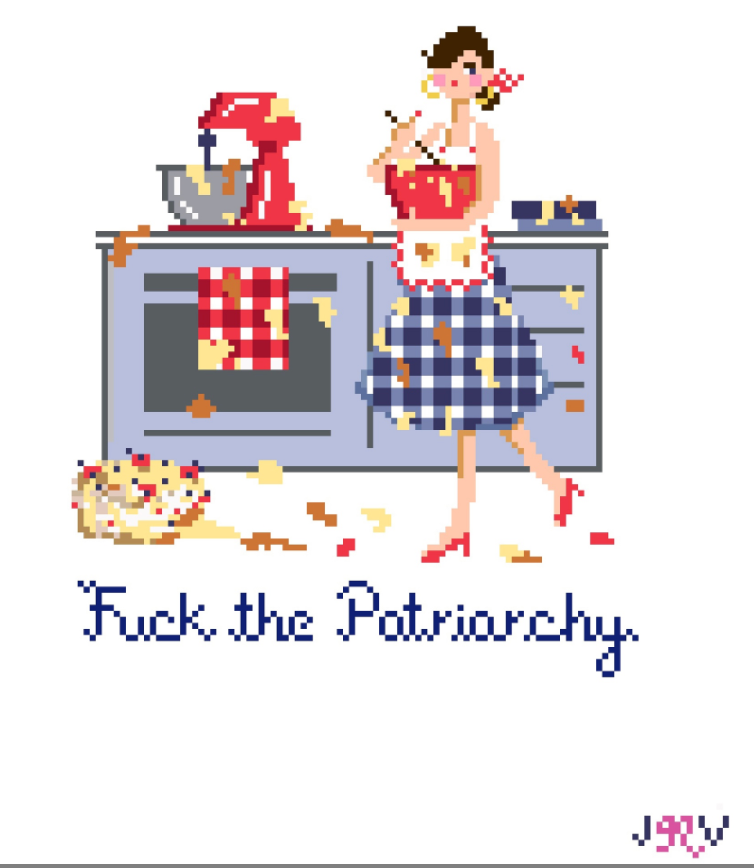 Jennifer Vallez JV199 F The Patriarchy 18 mesh Stitch Printed needlepoint canvas