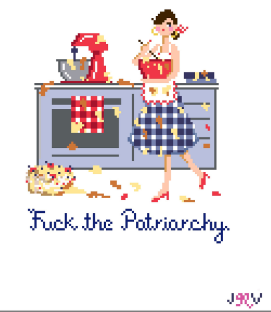 Jennifer Vallez JV199 F The Patriarchy 18 mesh Stitch Printed needlepoint canvas