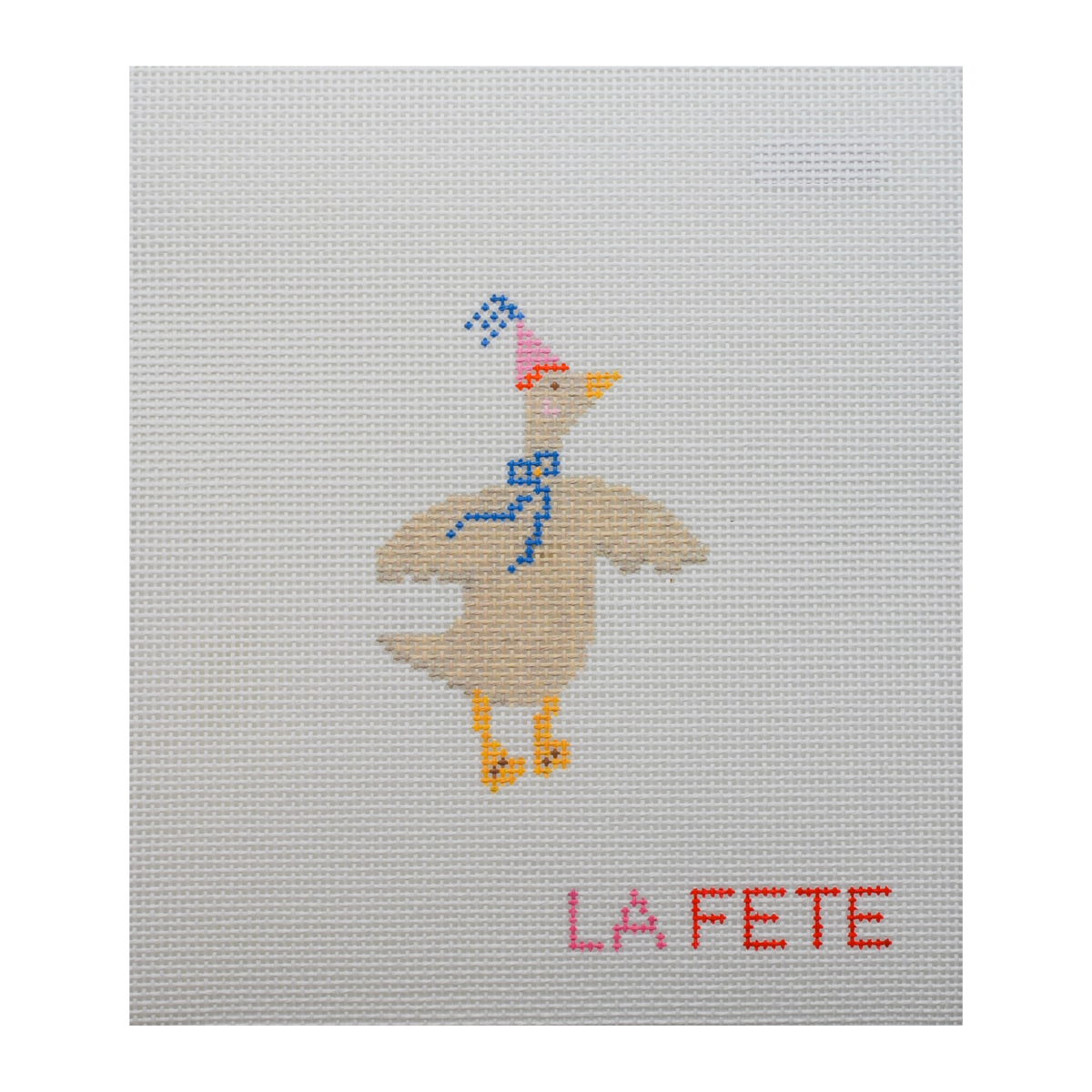 La Fete Needlepoint Party Animals Goose hand-painted 13 mesh needlepoint canvas