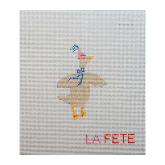 La Fete Needlepoint Party Animals Goose hand-painted 13 mesh needlepoint canvas