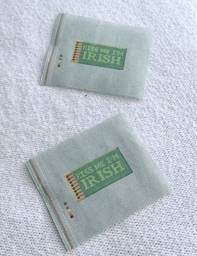Kiss Me I'm Irish Matchbox 18 mesh needlepoint canvas detail