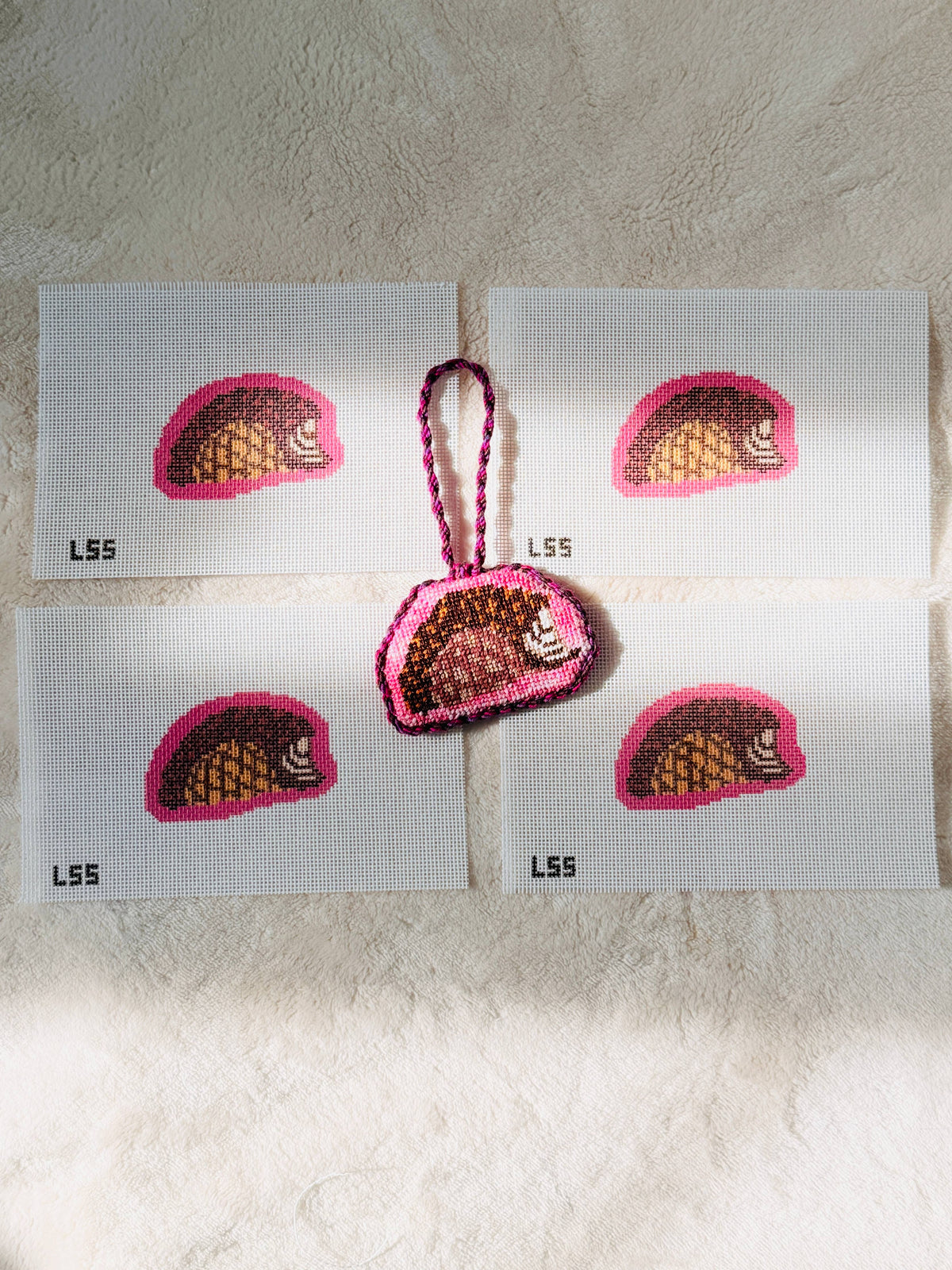 Chaco Taco Inspired 18 mesh needlepoint canvas detail