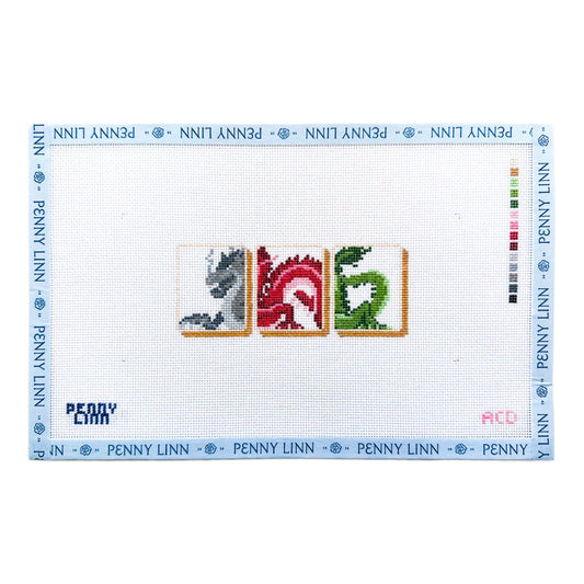 “Mahjong Dragons” Tile Set Needlepoint Canvas by Penny Linn x ACD Designs (Pre-Order)
