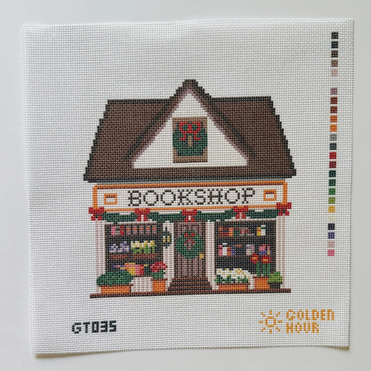 Bookshop Needlepoint Canvas by Golden Hour Needlepoint