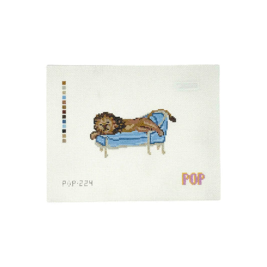 POP-224 Chaise Lounge Lion Needlepoint Canvas by Pop Needle Arts (Pre-Order)