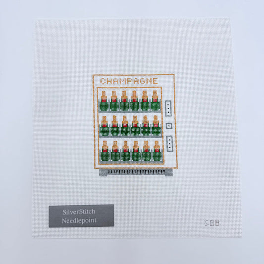 Champagne Vending Machine Stitch-Painted Needlepoint Canvas