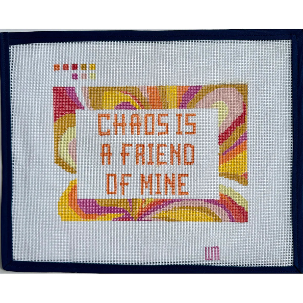 Chaos is a Friend Hand-Painted Needlepoint Canvas – 18 Mesh | Spring Gate Stitchery