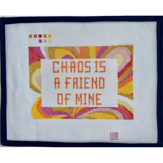 Chaos is a Friend Hand-Painted Needlepoint Canvas – 18 Mesh | Spring Gate Stitchery