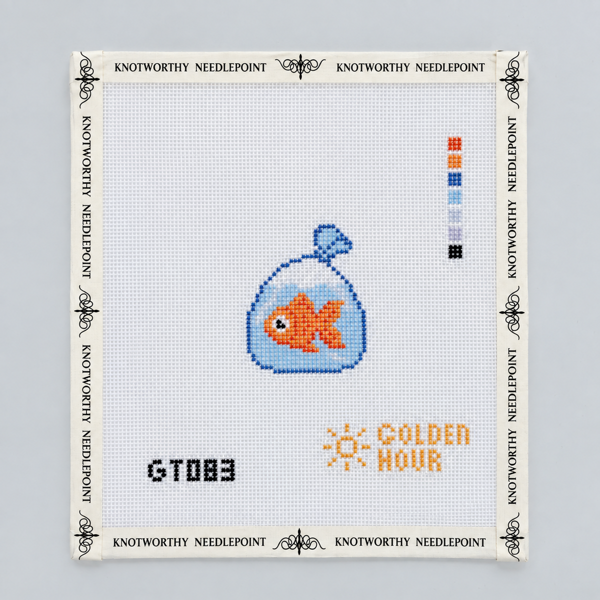 Goldfish in a Bag Needlepoint Canvas by Golden Hour Needlepoint
