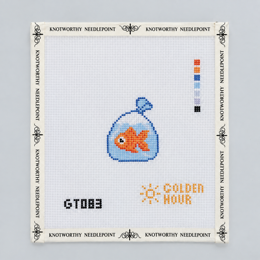 Goldfish in a Bag Needlepoint Canvas by Golden Hour Needlepoint