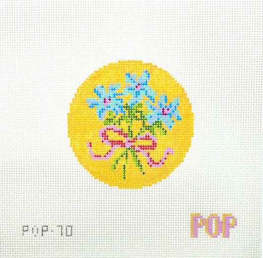Yellow Floral Round Needlepoint Canvas by POP Needle Arts