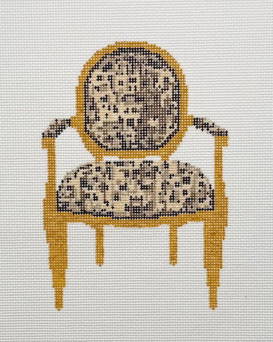 Leopard Chair Needlepoint Canvas – 18 Mesh | Independent Belle IBD51